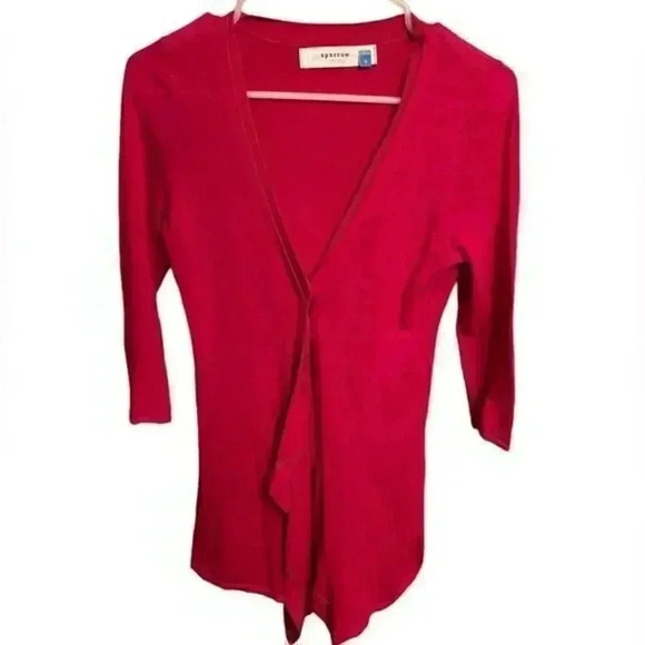 Anthropologie X Sparrow Fuchsia One Button Relaxed‎ Open Vneck Cardigan Sz Small - Picture 1 of 6